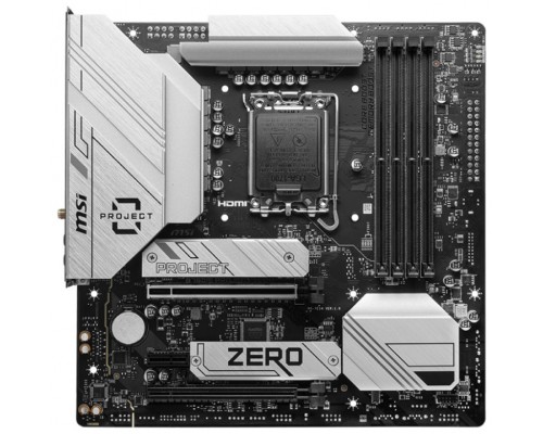 PLACA MSI B760M PROJECT ZERO,BTF,INTEL,1700,B760,4DDR5,256GB,HDMI+DP,4SATA3/6G+2M.2,9USB3.2,2.5GB+WIFI6E+BT5.3,MATX (Espera 4 dias)