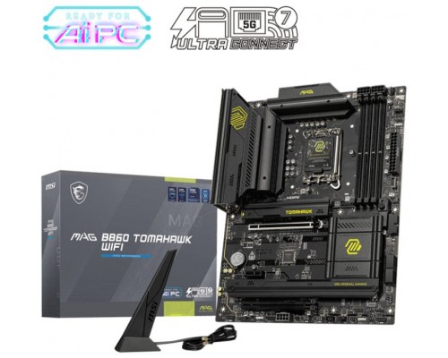 PLACA MSI MAG B860 TOMAHAWK WIFI,INTEL,1851,B860,4DDR5,USB 10GBPS,WIFI,ATX (Espera 4 dias)