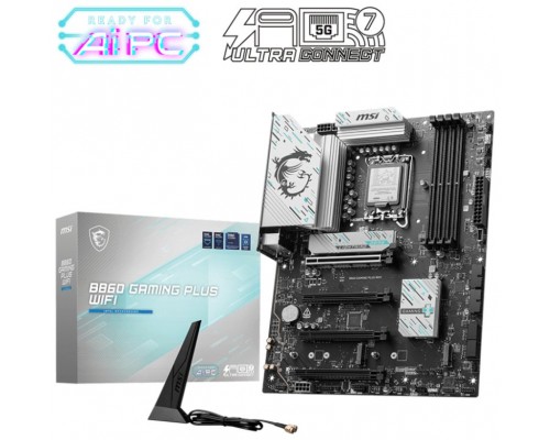 PLACA MSI B860 GAMING PLUS WIFI,INTEL,1851,B860,4DDR5,USB 10GBPS,WIFI,ATX (Espera 4 dias)