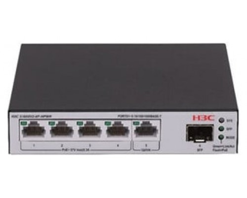 H3C LS-1600V2-6P-HPWR-GL switch Gestionado L2 Gigabit Ethernet (10/100/1000) Energía sobre Ethernet (PoE) Gris, Negro (Espera 4 dias)