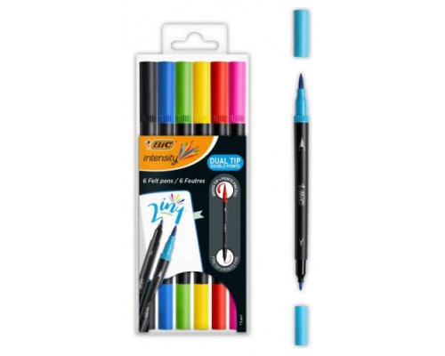 BIC Intensity Dual Tip rotulador Negro, Azul, Verde, Púrpura, Rojo, Amarillo 6 pieza(s) (Espera 4 dias)