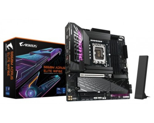 GIGABYTE B860M AORUS ELITE WIFI6E Placa base - CPUs Intel Core Ultra, VRM de 12+1+2+1 fases, hasta 9200MHz DDR5, 1xPCIe 5.0 + 2xPCIe 4.0 M.2, LAN 2,5 GbE, WIFI 6E, Thunderbolt (Espera 4 dias)