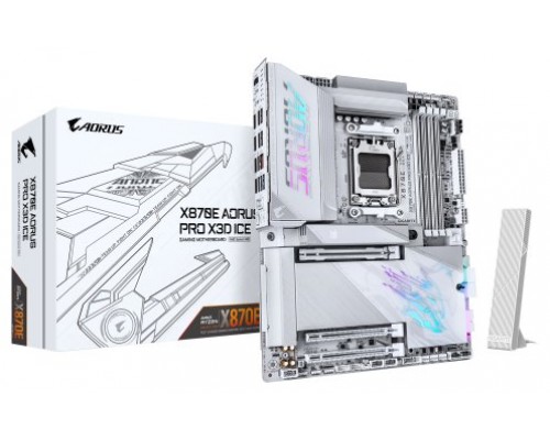 PLACA GIGABYTE X870E AORUS PRO X ICE,AMD,AM5,X870E,4DDR5,256GB,1HDMI+2USB4,4SATA6+2M.2,5GBLAN+WIFI7+BT5.4,7USB3.2,ATX (Espera 4 dias)
