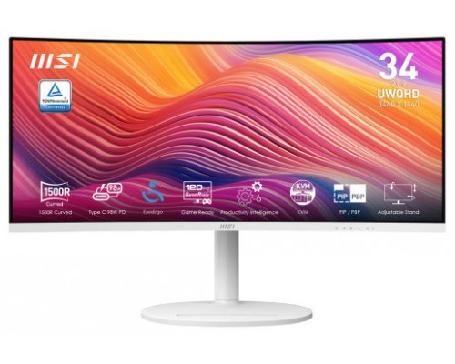 MSI Modern MD342CQPW pantalla para PC 86,4 cm (34") 3440 x 1440 Pixeles UltraWide Quad HD Blanco (Espera 4 dias)