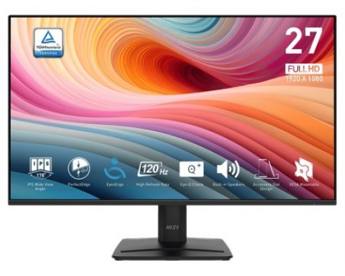 MSI MONITOR PRO MP275 E2. 27" FHD 1920X1080 IPS PLANO. 120HZ.ADAPTIVE-SYNC. NEGRO (Espera 4 dias)