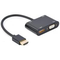 HDMI MACHO A HDMI HEMBRA + VGA HEMBRA + CABLE ADAPTADOR DE AUDIO NEGRO-1428 HDMI MACHO A HDMI HEMBRA + VGA HEMBRA + CABLE ADAPTADOR DE AUDIO NEGRO