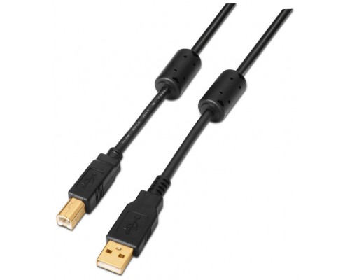 AISENS - CABLE USB 2.0 IMPRESORA ALTA CALIDAD CON FERRITA, TIPO A/M-B/M, NEGRO, 2.0M