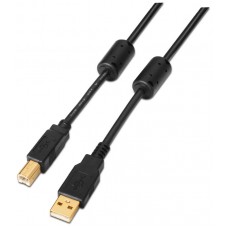 AISENS - CABLE USB 2.0 IMPRESORA ALTA CALIDAD CON FERRITA, TIPO A/M-B/M, NEGRO, 3.0M
