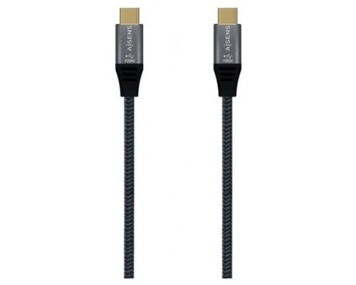 AISENS - Cable USB 3.2 GEN2x2 ALUMINIO 20GBPS 8K@30HZ 5A 100W E-MARK, TIPO USB-C/M-USB-C/M, GRIS, 1.0M