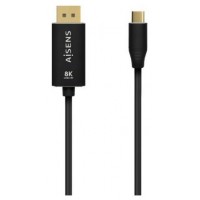 AISENS - CABLE CONVERSOR ALUMINIO USB-C A DISPLAYPORT 8K@60HZ, USB-C/M-DP/M, NEGRO, 0.8M