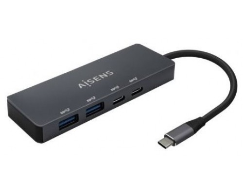 AISENS - HUB USB 3.2 GEN1 5G USB-C, USB-C/M-2xUSB-C/H-2xUSB-A/H, GRIS, 15CM
