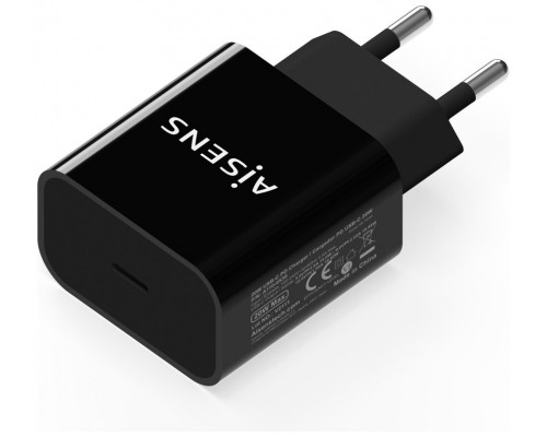 CARGADOR USB-C PD3.0 1 PUERTO 1xUSB-C 20W NEGRO AISENS