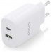 CARGADOR 25W 1xUSB-C PD3.0 1xUSB-A QC3.0 BLANCO AISENS