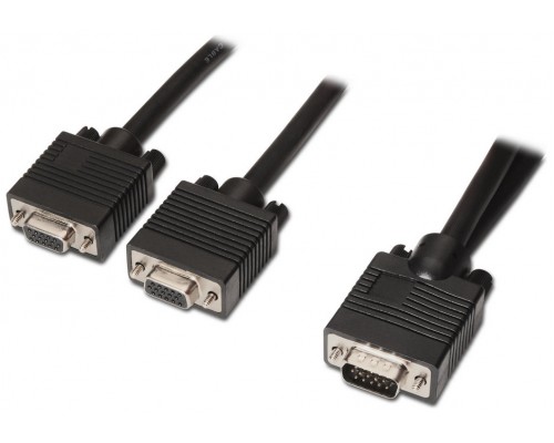 AISENS - CABLE BIFURCADOR SVGA, HDB15/M-2XHDB15/H, NEGRO, 45 CM