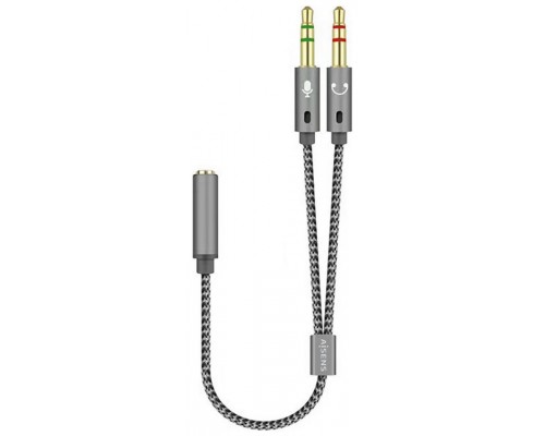 ADAPTADOR AUDIO JACK 3.5 4PIN H-2XJACK 3.5 3PIN M GRIS
