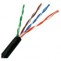 AISENS - BOBINA CABLE DE RED EXTERIOR IMPERMEABLE RJ45 CAT.5E UTP RÍGIDO AWG24, NEGRO, 305M