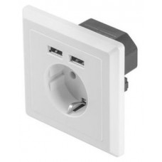 ROSETA PARED LANBERG 230V SCHUKO 16A 2X USB 2.1 A BLANCO