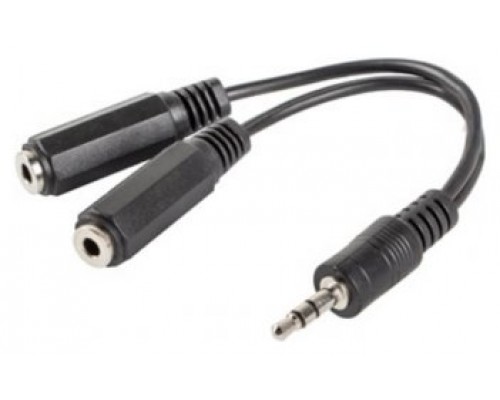 ADAPTADOR LANBERG JACK STEREO MACHO A JACK STEREO HEMBRA X2 10 CM NEGRO