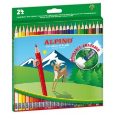 Alpino AL013658 laápiz de color Negro, Azul, Burdeos, Bronce, Marrón, Coral, Verde, Azul claro, Verde claro, Rosa claro, Cal, Caoba, Marina, Ocre, Naranja, Melocotón, Rosa, Púrpura, Rojo, Violeta, Blanco, Amarillo 24 pieza(s) (