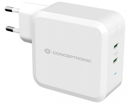 CARGADOR DE PARED QUICK CHARGE PD 2 PUERTOS USB-C