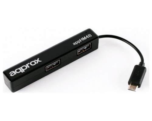 ANDROID MICRO HUB 4 PUERTOS USB NEGRO APPROX (Espera 4 dias)