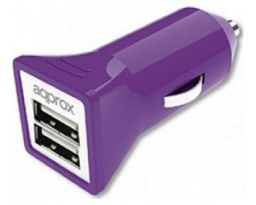 APPROX Cargador Doble USB para Coche (Purpura)