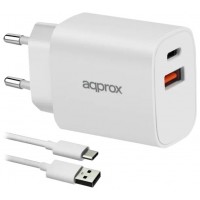 CARGADOR DE PARED APPROX APPUSBWALL20W 1xUSB-C PD-1601 CARGADOR DE PARED APPROX APPUSBWALL20W 1xUSB-C PD