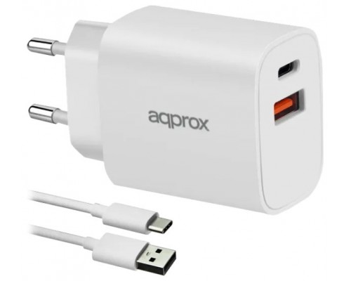 CARGADOR DE PARED APPROX APPUSBWALL20W 1xUSB-C PD-1601 CARGADOR DE PARED APPROX APPUSBWALL20W 1xUSB-C PD
