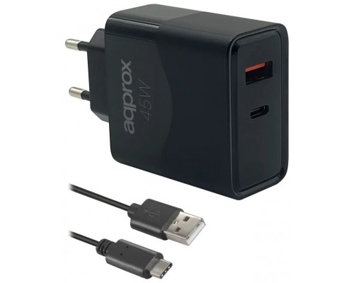 APPROX CARGADOR 45W QC 1 X USB A+ 1 X USB C+CABLE