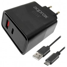 CARGADOR DE PARED APPROX APPUSBWALL65W 1xUSB-C PD-1603 CARGADOR DE PARED APPROX APPUSBWALL65W 1xUSB-C PD