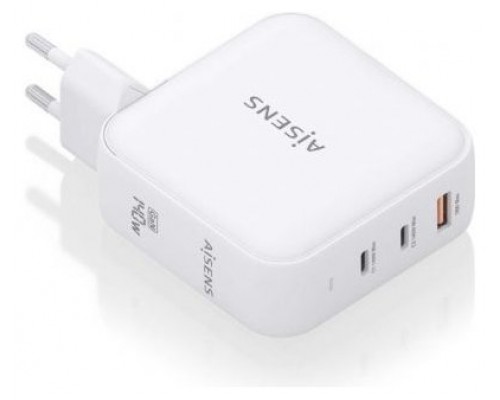 AISENS - CARGADOR GaN 140W, 2xUSB-C PD3.1 QC4.0, 1xUSB-A QC3.0, BLANCO