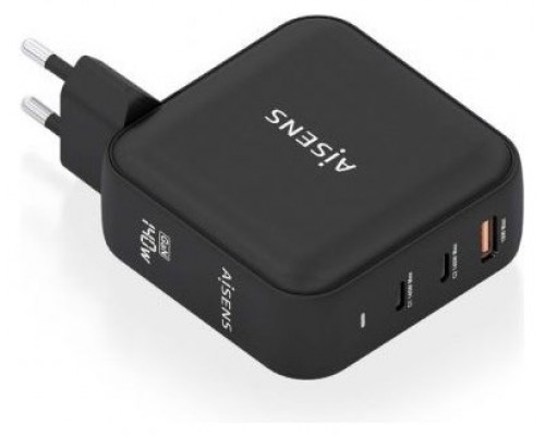 AISENS - CARGADOR GaN 140W, 2xUSB-C PD3.1 QC4.0, 1xUSB-A QC3.0, NEGRO