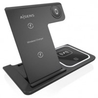 AISENS Cargador inalambrico USB-C 3 EN1 15w NEGRO