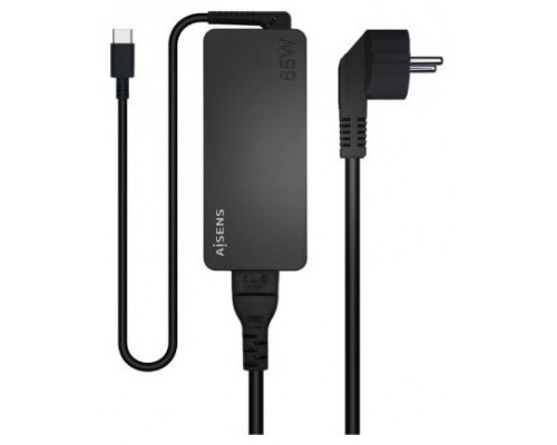 AISENS - CARGADOR 65W PD3.0 1XUSB-C 1.8M, NEGRO