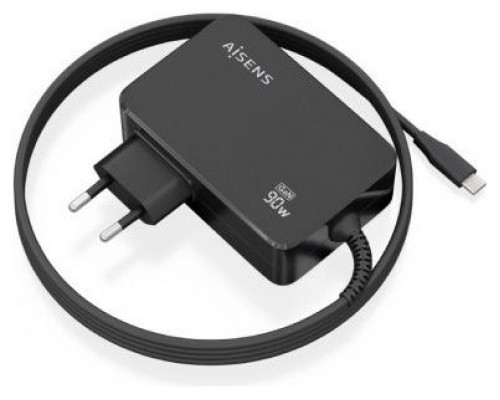 AISENS - CARGADOR GaN 90W PD3.0 1XUSB-C 1.8M, NEGRO