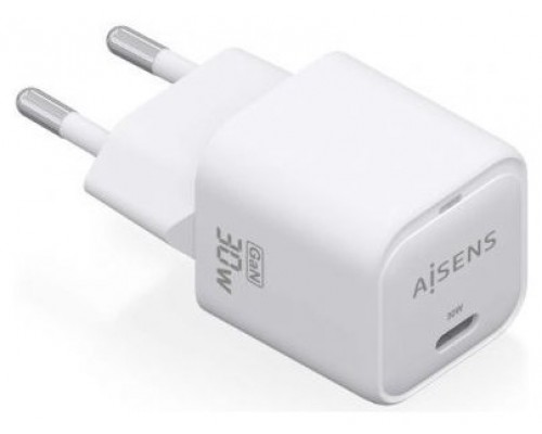 AISENS - CARGADOR GaN 30W, 1xUSB-C PD3.0 QC4.0, BLANCO