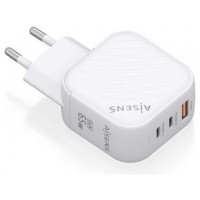 AISENS - CARGADOR GaN 65W, 2xUSB-C PD3.0 QC4.0, 1xUSB-A QC3.0, BLANCO