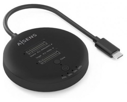 AISENS - ESTACION DE DOCKING DE DOBLE BAHIA NVMe A USB 3.2 GEN2x2, CLONE, NEGRO