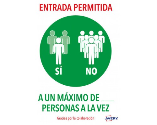 SEÑALES ADHESIVOS PREIMPRESO  "ENTRADA PERMITIDA" SOBRE DE 2 HOJAS EN A4 AVERY AV_KITCOVID6_ES (Espera 4 dias)