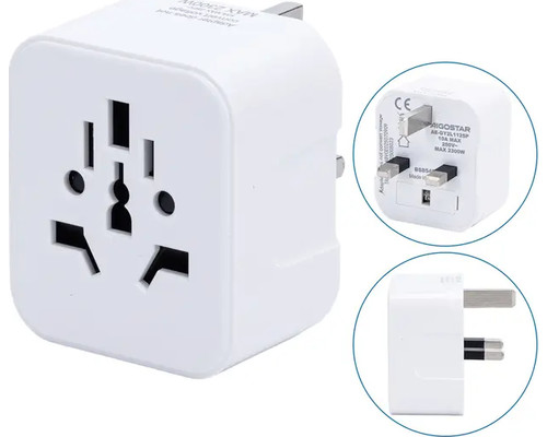 ADAPTADOR DE VIAJE UNIVERSAL A TIPO BRITANICO BLANCO AIGOSTAR (Espera 4 dias)