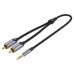 CABLE AUDIO ESTEREO JACK 3.5/M 2xRCA/M 1.5 M GRIS VENTION (Espera 4 dias)