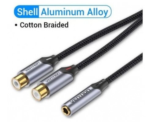 CABLE AUDIO ESTEREO JACK 3.5/H 2xRCA/M 0.3 M GRIS VENTION (Espera 4 dias)