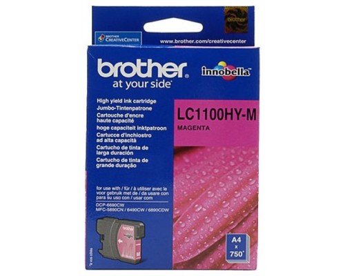 TINTAS BROTHER LC1100HYM MAGENTA ALTA CAPACIDAD 750PAG (Espera 4 dias)