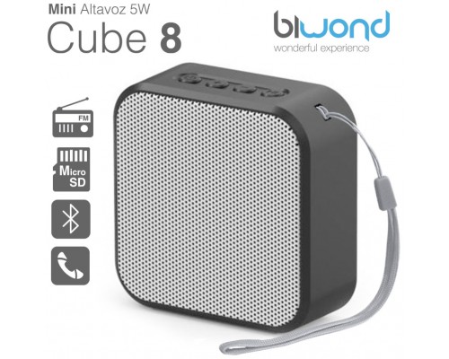 Mini Altavoz Bluetooth 5W Cube 8 Negro Biwond (Espera 2 dias)