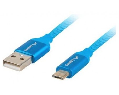 CABLE USB LANBERG 2.0 MACHO/MICRO USB MACHO QUICK CHARGE 3.0 1M AZUL