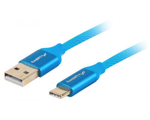 CABLE USB LANBERG 2.0 MACHO/USB C MACHO QUICK CHARGE 3.0 1M AZUL