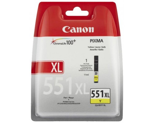 TINTA CANON CLI-551XLY  AMARILLO ALTA CAPACIDAD (Espera 4 dias)