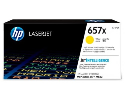 HP TONER 657X AMARILLO ALTA CAPACIDAD LASERJET M681 (CF472X) (Espera 4 dias)