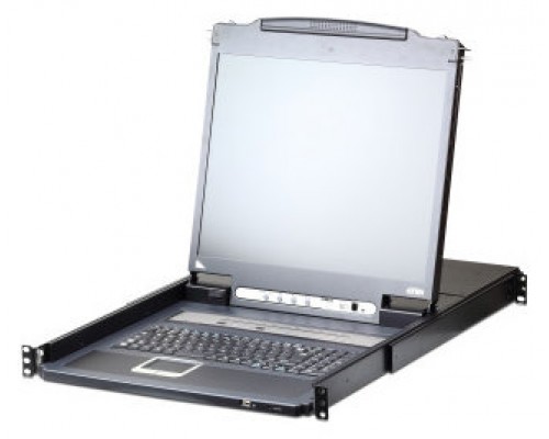 Aten Consola LCD single rail con switch KVM por IP integrado VGA PS/2-USB de 16 puertos con acceso compartido desde consolas local/remota (Espera 4 dias)