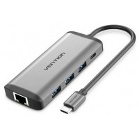 DOCKING STATION 8 PUERTOS USB-C HDMI/3xUSB-A/USB-C PD/RJ45/LECTOR GRIS VENTION (Espera 4 dias)